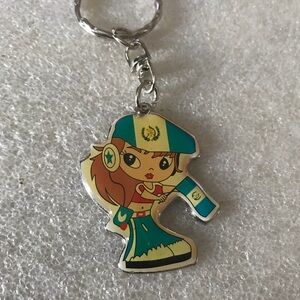 Cute Cartoon Keychain with Blue and Green Accents